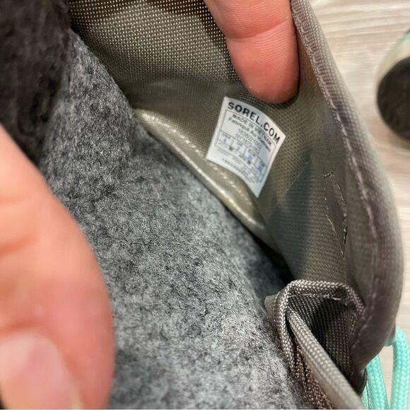 Sorel YOUTH YOOT PAC NYLON BOOT Waterproof Snow Boots in Gray Blue Sherpa Wool - Picture 10 of 12